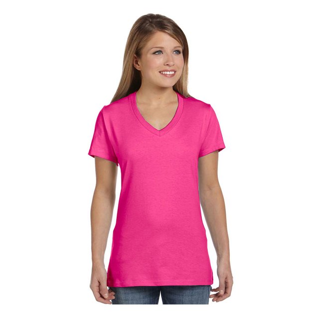 Hanes T-Shirt en Coton Filé Ringspun Nano-T à Col en V pour Dames, Style S04V