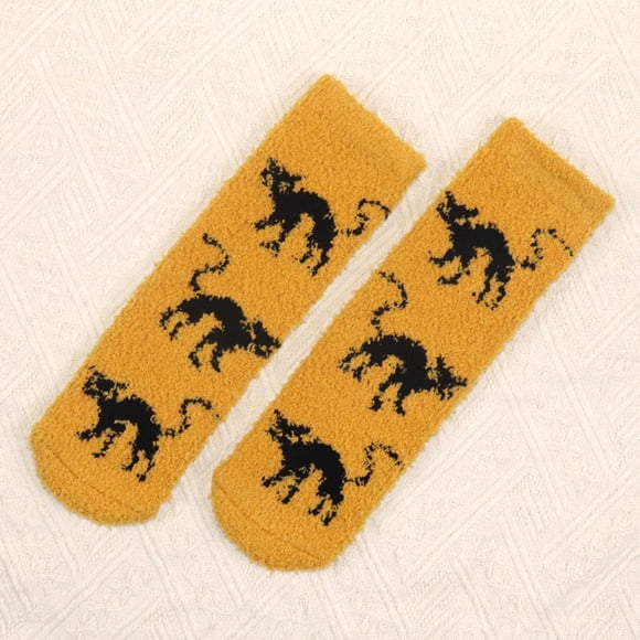 Socks Halloween Women Scary Bat Pumpkin Cat Coral Fleece Soft Socks Sports Socks