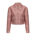 thumbnail image 1 of LOVZFMLL Vestes pour Femmes Couleur Unie Courte Mince Veste en Cuir à Manches Longues Veste Décontractée à Manches Longues Veste Décontractée à Capuche, 1 of 7