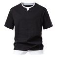 thumbnail image 2 of Styesk T Shirts for Man Double Fashion Fake Two Short Sleeve T-shirt Large Size Fallow Base Shirt, 2 of 4