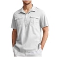 thumbnail image 1 of EOYWHK Big and Tall Linen Shirts for Men Button Up Golf shirts Short Sleeve Collared Business Blouses, 1 of 5