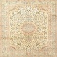thumbnail image 1 of Ahgly Company Indoor Square Traditional Golden Blonde Gold Medallion Area Rugs, 8' Square, 1 of 6