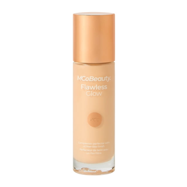 MCoBeauty - Flawless Glow Luminous Skin Filter - 4-in-1 Foundation lightweight luminous skin booster with dewy finish; 4-in-1 formula that blurs imperfections and minimizes the appearance of fine lines, wearable alone for subtle radiance, under makeup as a luminous primer, mixed with foundation or on top as a highlighter, often used to add subtle sheen to cheeks and collarbone.