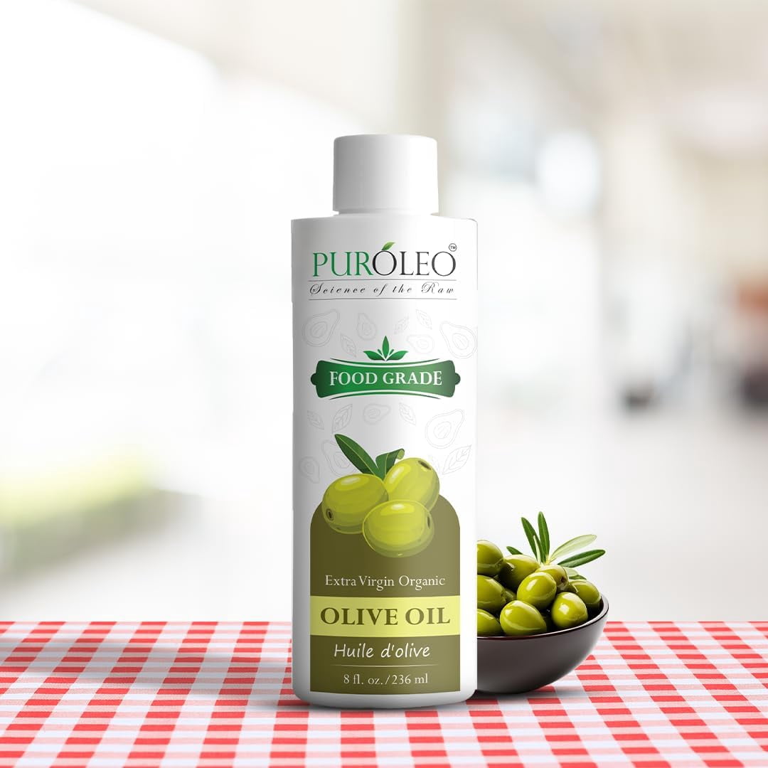 PUROLEO Virgin Olive Oil 8 fl oz (236 mL) – Food Grade, Cold-Pressed Olive Oil for Cooking, Salads & Kitchen Use | Packed in Canada