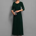 thumbnail image 4 of Kctiaxy Robes Longues Vertes pour Femmes Coupe Ajustée Manches Longues Robe d'Hiver en Velours Décontractée Couleur Unie Col Ras du Cou Élégante Fluide Robe Maxi TG, 4 of 4