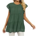 thumbnail image 1 of Timegard Womens Tops Chiffon Cap Sleeve Loose Blouse Lightweight Round Neck Summer Beach Vacation Tops, 1 of 5