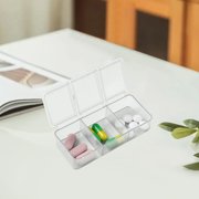 pstuiky Portable 3 Compartment Pill Organizer Box Small Plastic Transparent Case for Morning Noon & Night Removable Dividers for Pills Vitamins Supplements 9X4X2Cm Travel Size