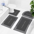 thumbnail image 5 of 4-Piece Super Absorbent Microfiber Bath Mat Set - Non-Slip Quick Dry Bathroom Rugs, Machine Washable Soft Shower Mats for Home, Hotel, Dorm - Includes Contour Rug, Lid Cover & Toilet Mat, 5 of 5