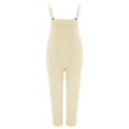 thumbnail image 4 of HBFAGFB Jumpsuits for Women Casual Overalls Loose Long Pants Simple Rompers with Pockets Beige Size XL, 4 of 5