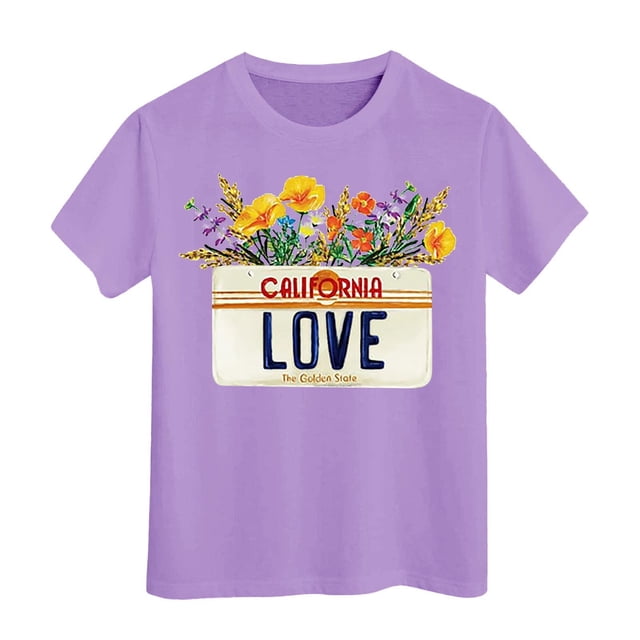 Pyjama Court Taille 8 pour Filles, T-Shirt à Manches Courtes Imprimé Décontracté pour Enfants