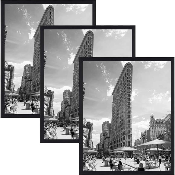 AmPm 16x20 Frame Black 3 Pack, 16x20 Picture Frames for Wall,Wood Frame 16x20 with Mounting Hardware