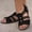 Black, variant on Summer Savings Clearance! PEZHADA Womens Sandals,Wedge Sandals for Women,Ladies Fashion Slope Heel Sandals Comfortable Round Toe Buckle Causal Sandals Shoes Gold