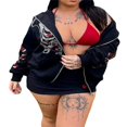thumbnail image 2 of Y2k Skeleton Full Zip Up Hoodies Women Men Rhinestone Skull Graphic Print Sweatshirt Gothic Oversized Jackets, 2 of 8