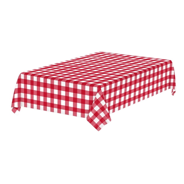 Penkiiy Checkered Tablecloth 554 x 108 Inch Plastic Plaid Tablecloth Vinyl Tablecloth with Flannel Backing Party Table Cloth Oilcloth Waterproof Tablecloth