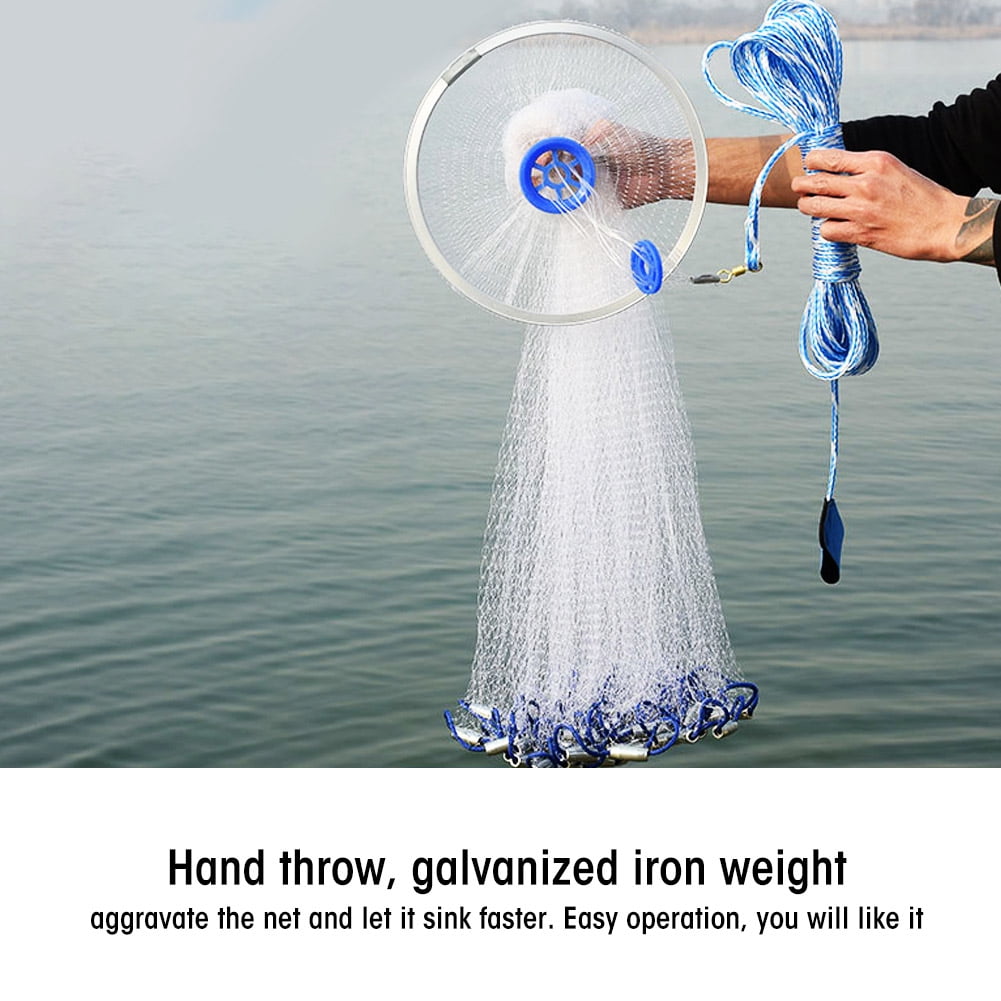 HURRISE Filet de Pêche en Nylon Durable, Filet de Pêche en Nylon Monofilament de Style Américain pour l'Extérieur à Lancer à la Main, Filet de Pêche à Lancer à la Main