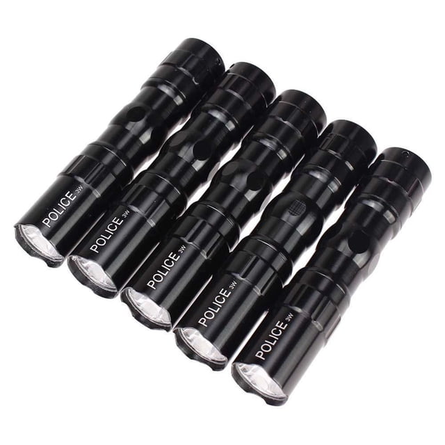 5X Lampe de Poche Mini LED Portable Ultra Brillante 3W pour Police, Étanche, Torche