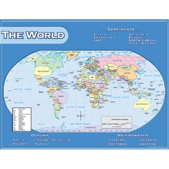 Teacher Created Resources TCR7658 Carte du Monde 17X22