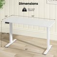 thumbnail image 3 of Costway 55" x 24" Electric Standing Desk with 3 Memory Height Settings 2 Hanging Hooks White, 3 of 10
