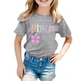 thumbnail image 4 of PMVFHDE Hauts de Bain pour Fille T-Shirt Fille d'Anniversaire à Manches Courtes T-Shirt d'Été à Col Rond Coupe Décontractée Chandails de Base Gris, 6-7 Ans, 4 of 4