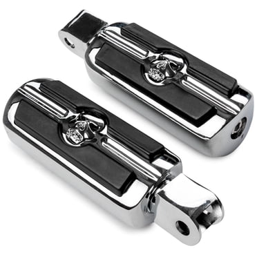Krator Chrome Skull Foot Pegs Compatible with Honda 750 Magna 1996-2004 (Front Only)
