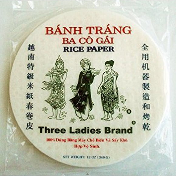 Three Ladies Spring Roll Rice Paper Wrappers (Round 16cm 3pks)