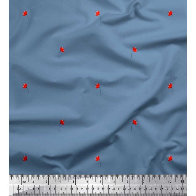 Soimoi Tissu Crêpe polyester Imprimé Floral 1 Yard 52 Pouces de Large