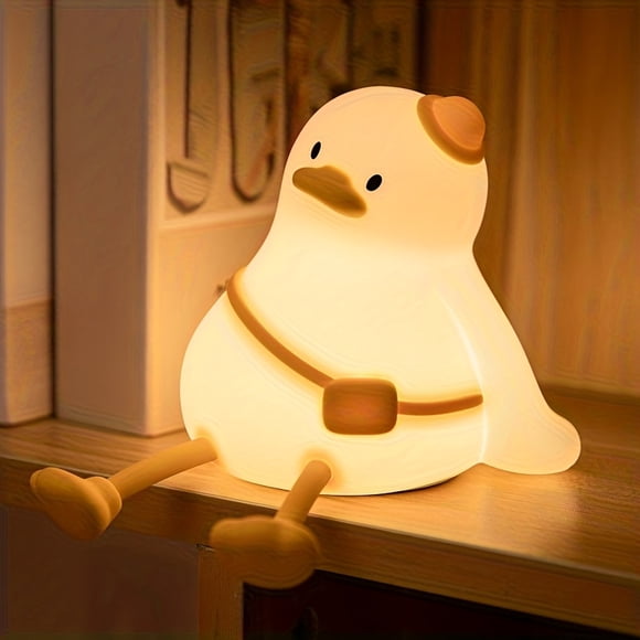 Leisurely and LED duck night light, 3-level dimmable, children's room decorative night light, cute silicone soft light duck, rechargeable bedside touch light, suitable for bedrooms, desk lamps,