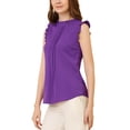 thumbnail image 4 of INSPIRE CHIC Blouse Sans Manches pour Femme, à Volants, Plissée, Blouse CHIC pour le Travail, L Violet Foncé, 4 of 7