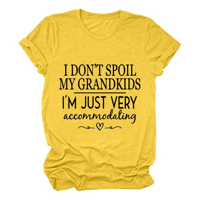 LUOGENLI T-shirts pour Femme pour Femmes T-Shirt Uni Décontracté Mode à Lettres Imprimées Col Rond Manches Courtes T-Shirt Haut T-shirts pour Femmes T-shirts Graphiques Pêche Saint-Valentin Jaune P