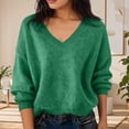 thumbnail image 2 of BLVB Chandails Chauds pour Femmes Col en V Classique Doux Chandail Confortable Ample Décontracté Manches Longues Automne Hiver, 2 of 5