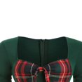thumbnail image 3 of Women‘s Spring Autumn Patchwork Dress Long Sleeve Square Neck Plaid Zipper A-Line Dress, 3 of 5