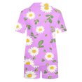 thumbnail image 3 of Jamicy Pyjama Super Doux pour Femmes Mode Décontractée Imprimé Haut à Manches Courtes à Col à Revers avec Short Ample Confortable Ensemble de Pyjama pour la Maison, 3 of 4