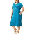 thumbnail image 4 of Agnes Orinda Nuisettes pour Femmes Grande Taille Fête des Mères Col Rond Manches Courtes Robe de Nuit Imprimé Chats Pyjamas Détente Maison avec Poche 3X Bleu Paon, 4 of 7