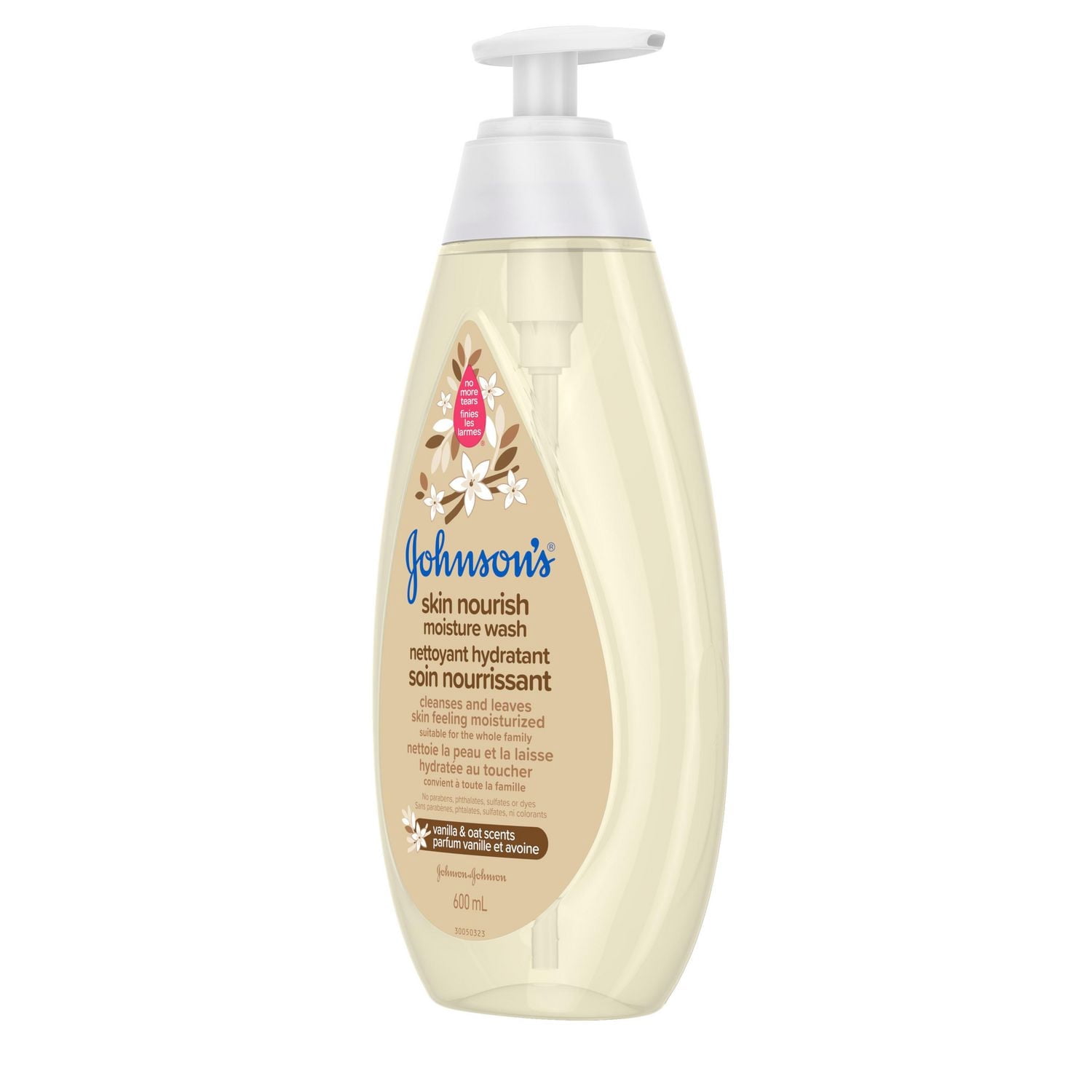 Nettoyant hydratant Johnson's Soin nourrissant Vanille et avoine - Soins de la peau pour bébés - Peau sensible - Parfum de vanille - 600 ml