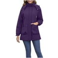 thumbnail image 3 of Sentmoon Running Jackets for Women Oversized Hooded Neck Long Sleeve Winter Coats for Women Zipper Solid Color Windproof Waterproof Clothes Women with Pockets Fall and Winter, 3 of 9