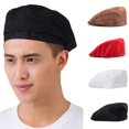 thumbnail image 2 of Chef Hat Unisex Beret Geometric Pattern Duck Mouth Style Men Women Pure Color Short Brim Chef Hat for Baker, 2 of 6