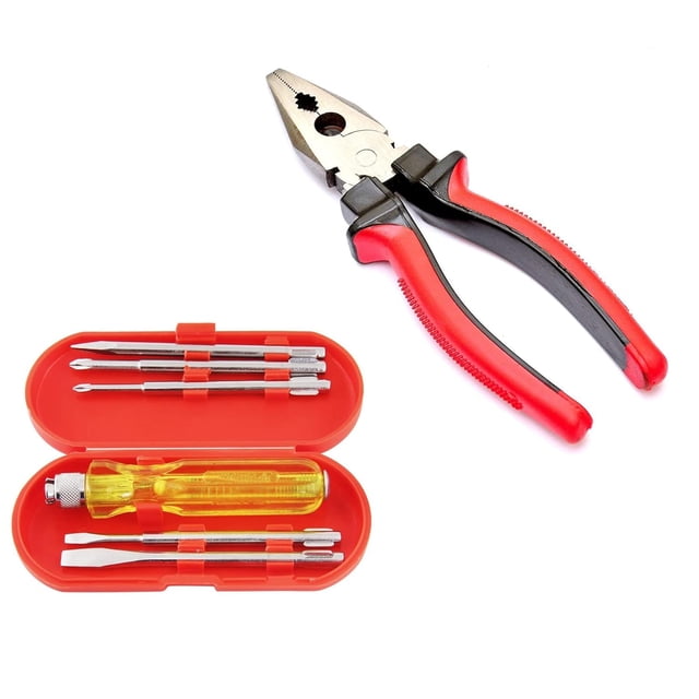 Hand Tools, Hand Tools Kit, For Home Use, Hand Tools Set, Tools Combo With Combination Plier & 5 Pieces Screwdriver Set | Durable & Long-Lasting Tools, Alloy Steel Accessories | Regular