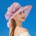 thumbnail image 4 of Women's Solid Color Big Flower Shade English Lady Elegant Temperament Sun Hat, 4 of 4