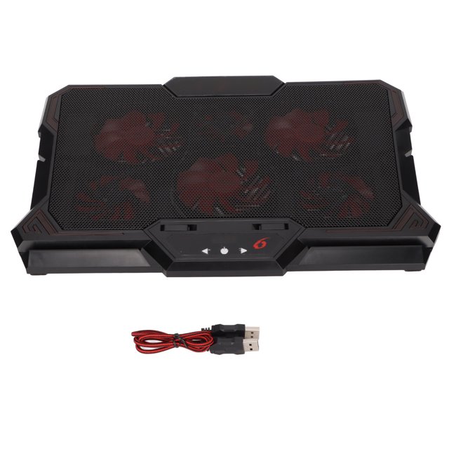 Laptop Cooler Portable USB Powered Height Adjustable with 6 Noiseless Fans LED Screen Touch for 12in To 17.3in Laptops