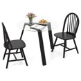 thumbnail image 1 of Costway 3 PCS Dining Set for 2 Round Table with 2 Chairs Solid Rubber Wood Frame Modern Black, 1 of 6
