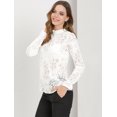 thumbnail image 4 of INSPIRE CHIC Women's Crochet Lace See Through Floral Ruffle Neck Blouse, 4 of 6