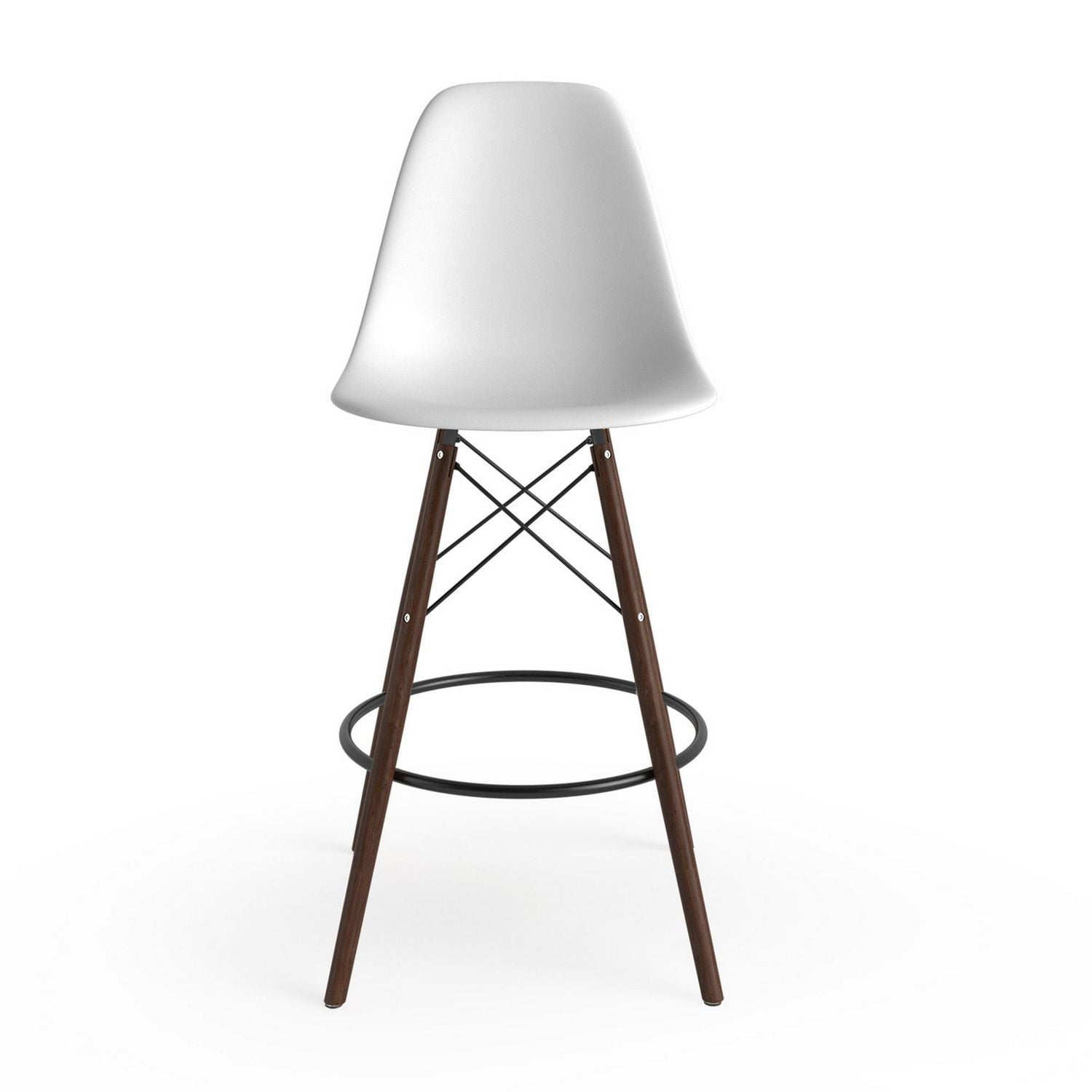 Plata Décor Import Inc - Eames Eiffel Stool Walnut 26" in White