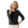 thumbnail image 1 of Chandail à Col Rond pour Femmes, Chandail Court pour Femmes, Chandail, Couleur Unie, Longs Chandails d'Hiver, Manches, 1 of 4