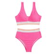 thumbnail image 2 of TACILIP Womens High Waisted Bikinis Set V Neck Swimsuit 2 Piece Bathing Suit Color Block Swimwear, 2 of 6