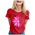 thumbnail image 1 of TSADFHJI T-Shirt pour Femmes à Manches Longues en Coton T-Shirt à Manches Courtes Imprimé pour Femmes Col Rond Haut Blouse TTTG Rouge, 1 of 5