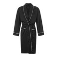 thumbnail image 4 of Gupgi Men Satin Bathrobe Contrast Color Long Sleeve V Neck Midi Night Robe with Pockets, 4 of 9
