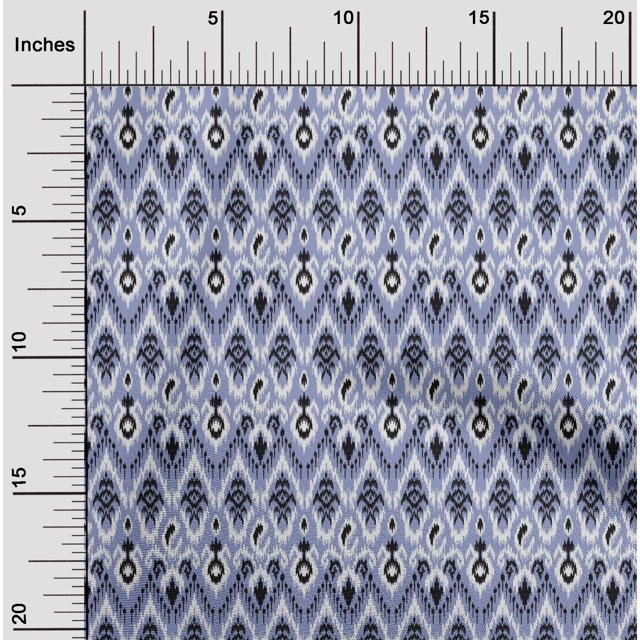 oneOone Cotton Poplin Fabric Paisley & Chevron Ikat Print Fabric BTY 56 Inch Wide