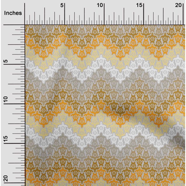 oneOone Viscose Jersey Dark Mustard Fabric Turtle Block Sewing Material Print Fabric By The Yard 60 Inch Wide