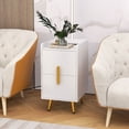 thumbnail image 4 of Costway Table de Chevet avec Station de Recharge Table d'Appoint pour la Maison et le Canapé avec 2 Tiroirs Blanc, 4 of 10
