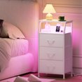 thumbnail image 2 of Eunos Petite Table de Chevet avec Poste de Recharge et DEL pour Chambre, Commode à 3 Tiroirs Blanche avec Étagères de Rangement, 2 of 8